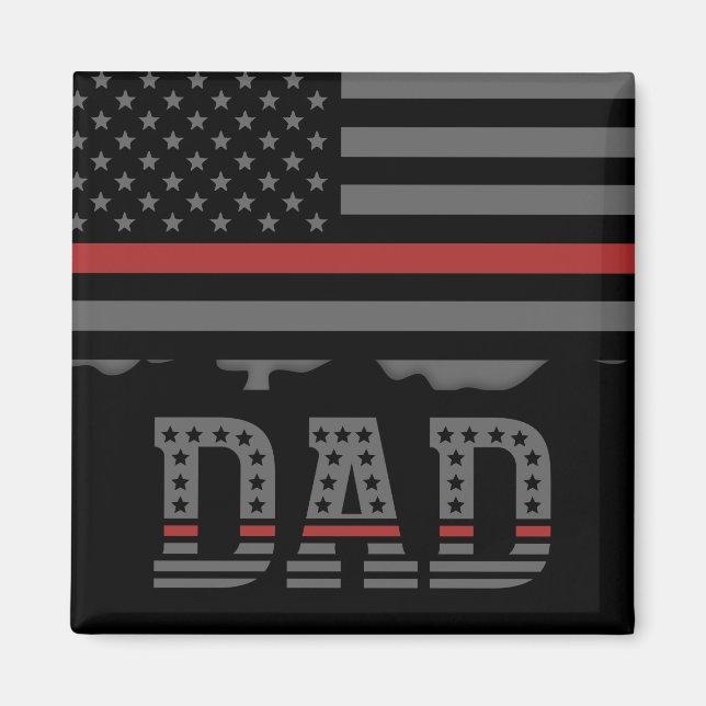 Pappa Thin Red Line Firefighter Pappa Gifts Magnet (Framsidan)