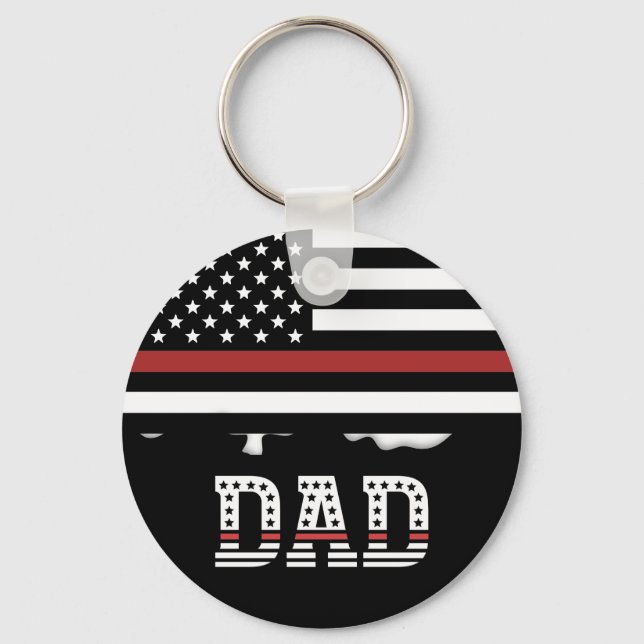 Pappa Thin Red Line Firefighter Pappa Gifts Nyckelring (Framsida)