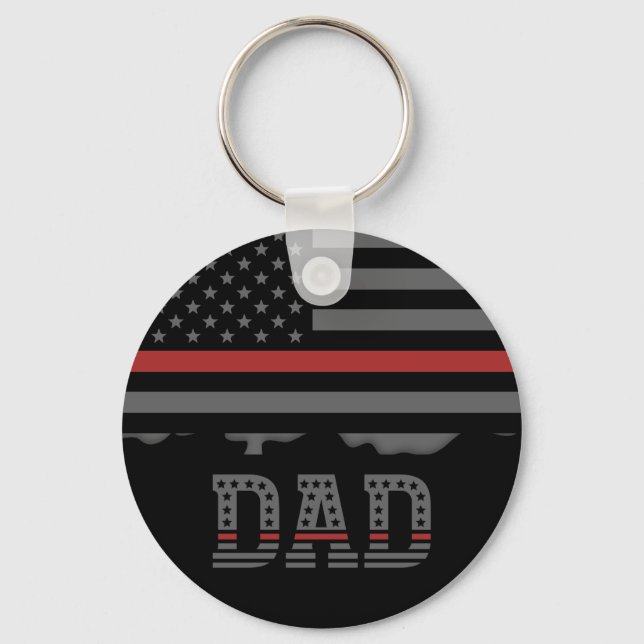 Pappa Thin Red Line Firefighter Pappa Gifts Nyckelring (Framsida)