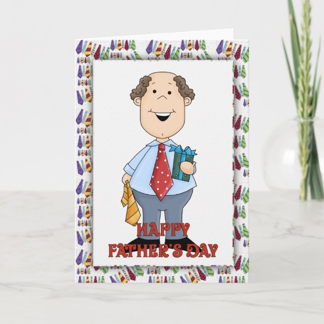 Pappa Tie Tecknad 1 Lycklig Fars dag Card Kort (Framsida)