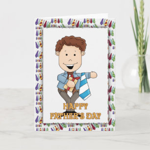 Pappa Tie Tecknad 2 Lycklig Fars dag Card Kort