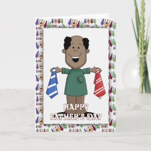 Pappa Tie Tecknad 3 Lycklig Fars dag Card Kort