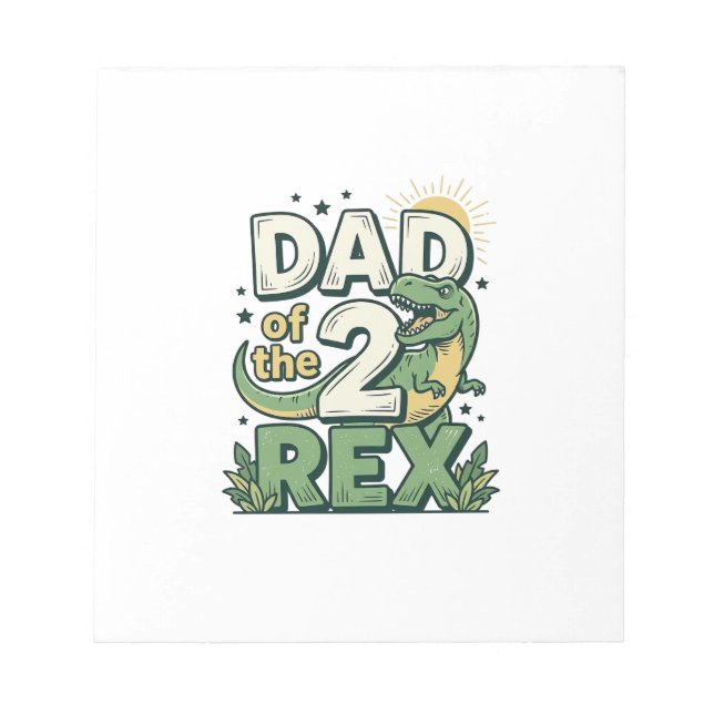 Pappa till 2 Rex Dinosaur Papa Tröja Design_1 Anteckningsblock (Framsida)