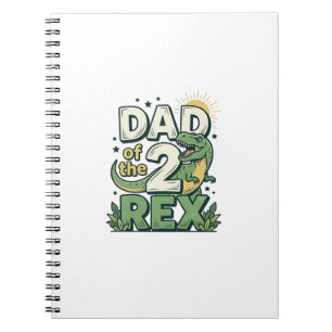 Pappa till 2 Rex Dinosaur Papa Tröja Design_1 Anteckningsbok