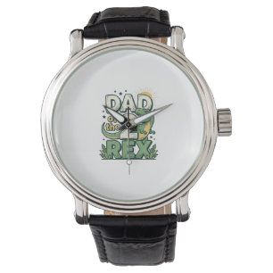Pappa till 2 Rex Dinosaur Papa Tröja Design_1 Armbandsur