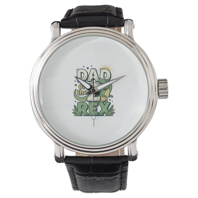 Pappa till 2 Rex Dinosaur Papa Tröja Design_1 Armbandsur (Framsida)