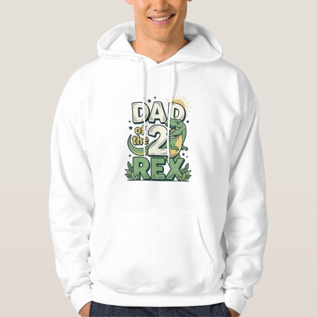 Pappa till 2 Rex Dinosaur Papa Tröja Design_1 Hoodie (Framsida)