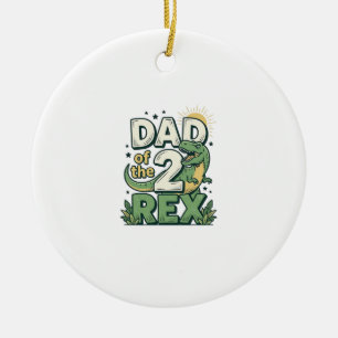 Pappa till 2 Rex Dinosaur Papa Tröja Design_1 Julgransprydnad Keramik