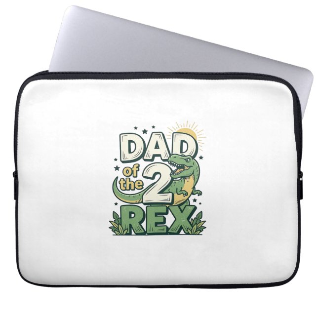 Pappa till 2 Rex Dinosaur Papa Tröja Design_1 Laptop Fodral (Framsidan)
