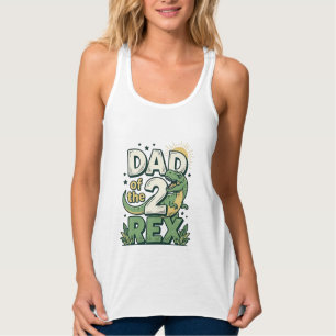 Pappa till 2 Rex Dinosaur Papa Tröja Design_1 Linne Med Racerback