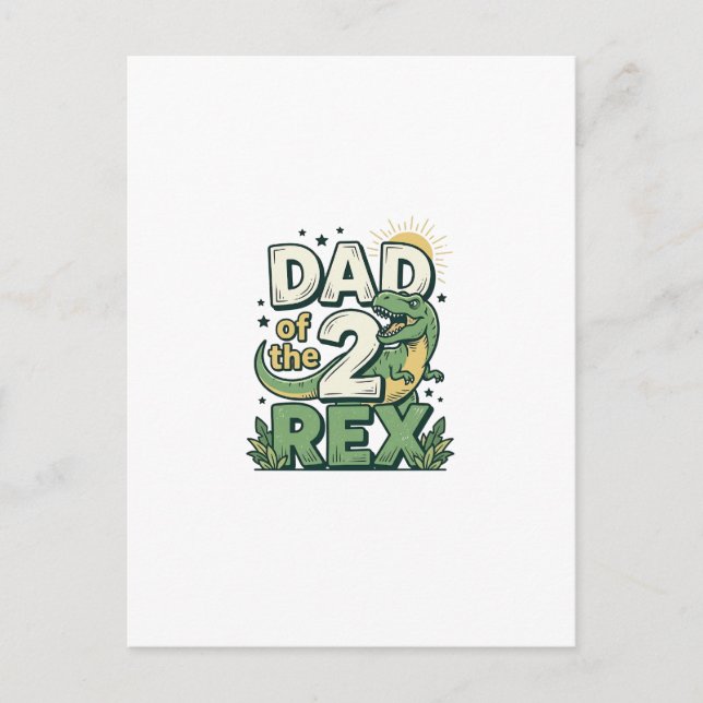 Pappa till 2 Rex Dinosaur Papa Tröja Design_1 Vykort (Framsida)