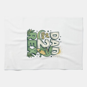 Pappa till 2 Rex Dinosaur Pappa Tröja Design_1 Kökshandduk