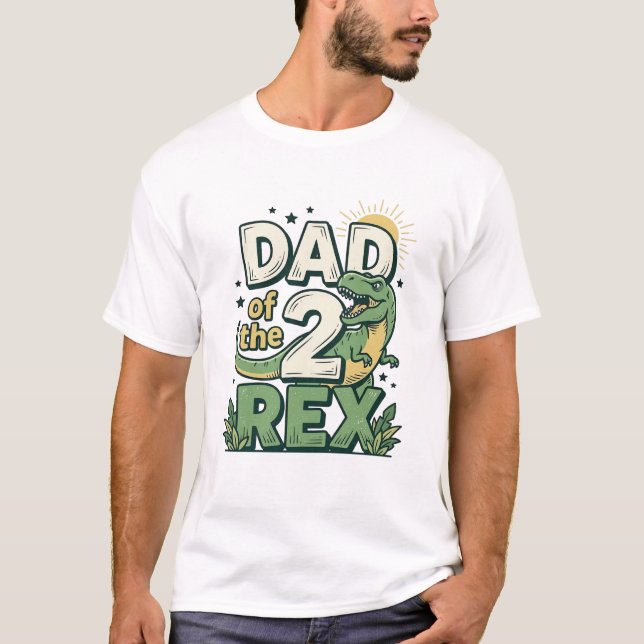 Pappa till 2 Rex Dinosaurfar Shirt Design_1 T (Framsida)