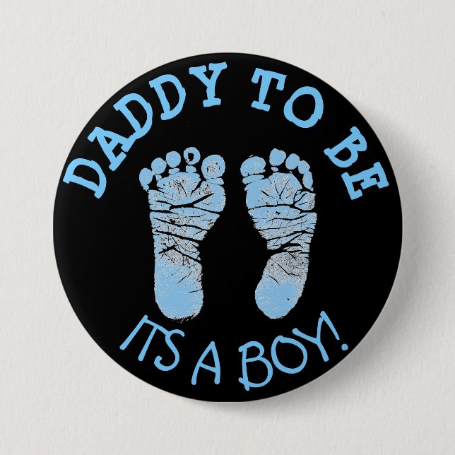 Pappa till Baby Shower Button Black and Blue Knapp (Framsida)