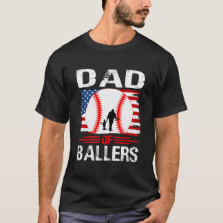 Pappa Till Ballers Baseboll Fars Dag T Shirt