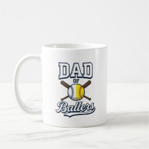 Pappa till Ballers Baseboll Softboll Vintage Desig Kaffemugg