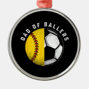 Pappa till Ballers Far Son Softboll Fotbollsspelar Julgransprydnad Metall