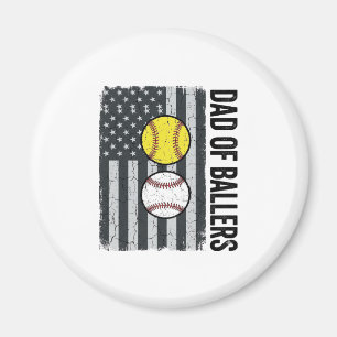 Pappa till Ballers Softball Baseboll Patriotisk Magnet