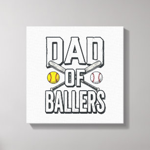 Pappa till Ballers Softball och Baseball Vintage T Canvastryck