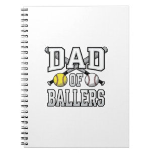 Pappa till Ballers Vintage Baseball Softboll Tröja Anteckningsbok