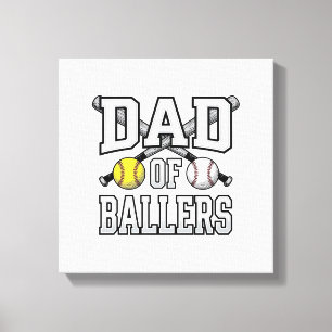 Pappa till Ballers Vintage Baseball Softboll Tröja Canvastryck