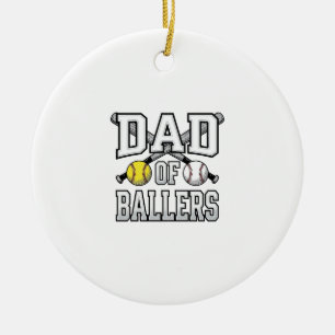 Pappa till Ballers Vintage Baseball Softboll Tröja Julgransprydnad Keramik