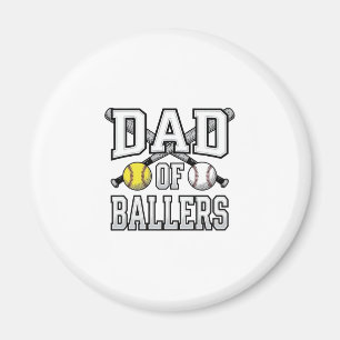 Pappa till Ballers Vintage Baseball Softboll Tröja Magnet