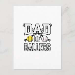 Pappa till Ballers Vintage Baseball Softboll Tröja Vykort