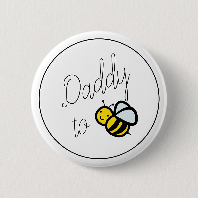 Pappa till Bee Pappa Baby Shower Button Knapp (Framsida)