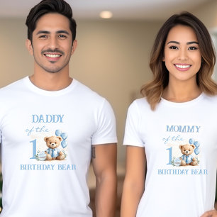 Pappa till Birthday Boy Blue Bear Parents' T Shirt