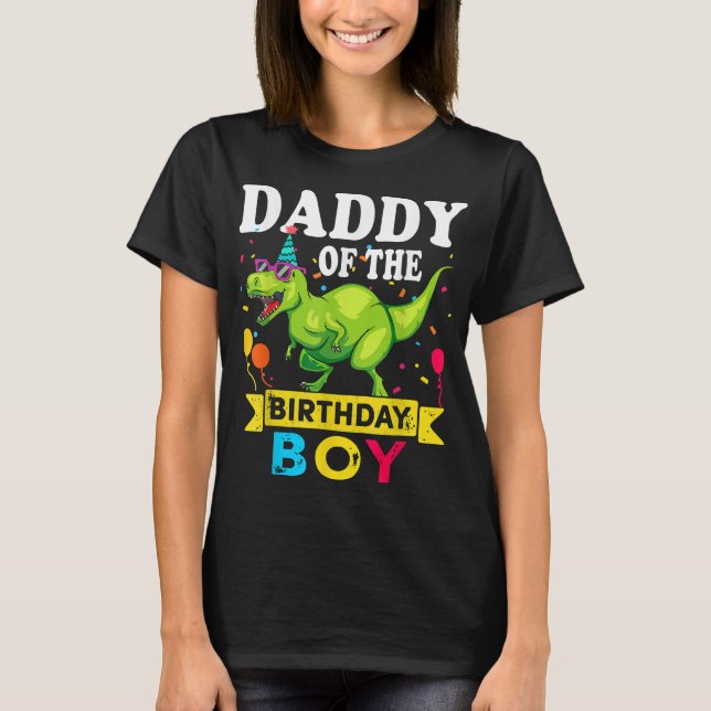 Pappa till Birthday Boy T-Rex RAWR Dinosaur Birt T Shirt (Framsida)