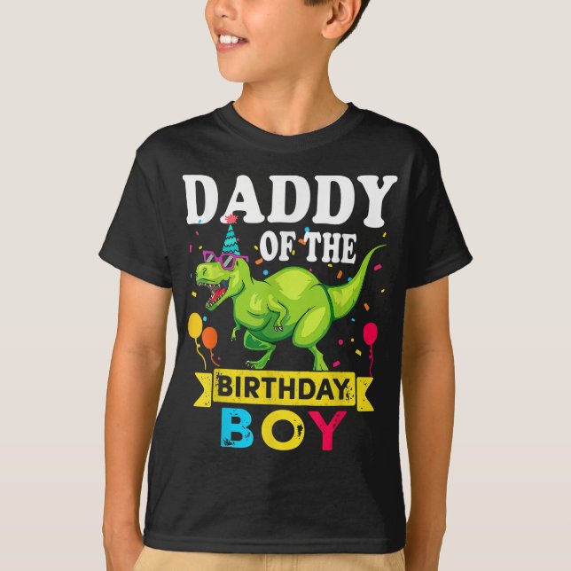 Pappa till Birthday Boy T-Rex RAWR Dinosaur Birt T Shirt (Framsida)