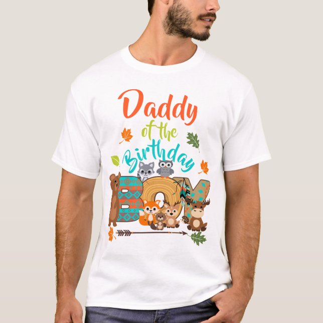 Pappa till Birthday Boy Woodland Arrow | T Shirt (Framsida)