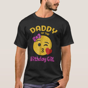 Pappa till Birthday Girl Emoji Rosa Kiss Heart T Shirt