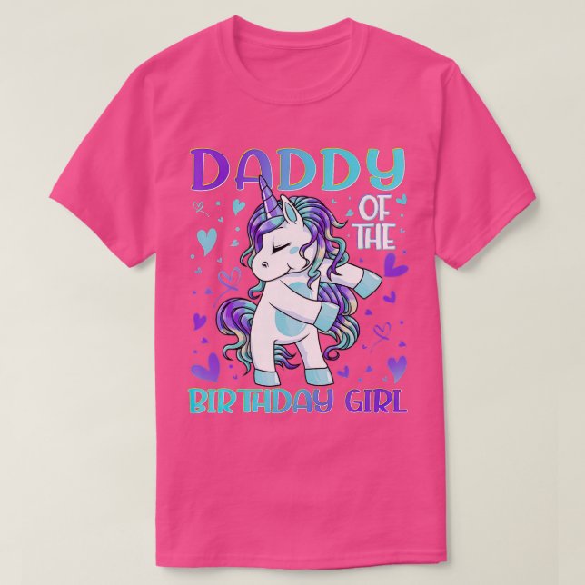 Pappa till Birthday Girl Flossing Unicorn Pappa Da T Shirt (Design framsida)