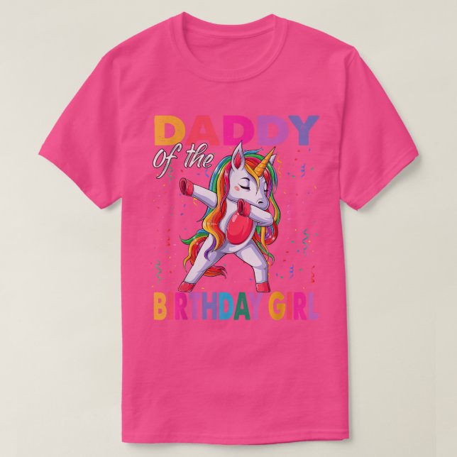 Pappa till Birthday Girl Princess Dabbing Unicor T Shirt (Design framsida)