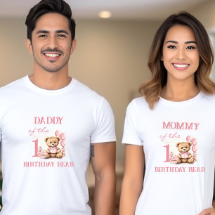 Pappa till Birthday Girl Rosa Bear Parents' T Shirt