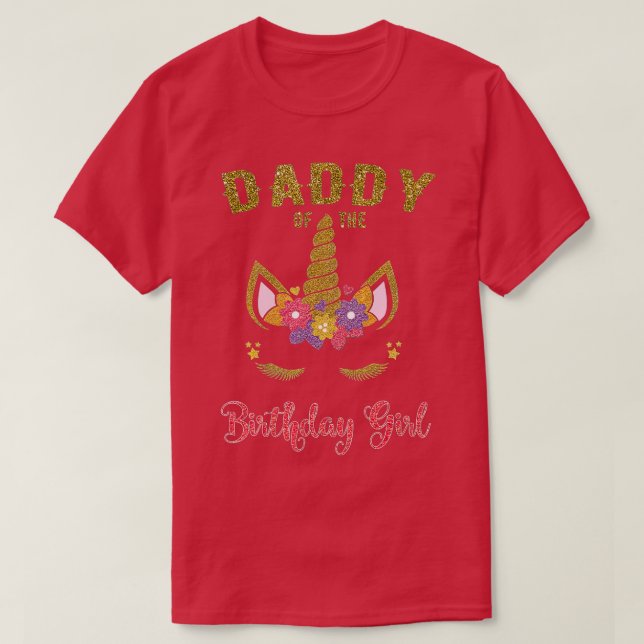 Pappa till Birthday Girl Unicorn Matching Outfi T Shirt (Design framsida)