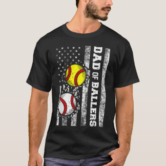 Pappa till bollare Rolig amerikansk flagga basebol T Shirt