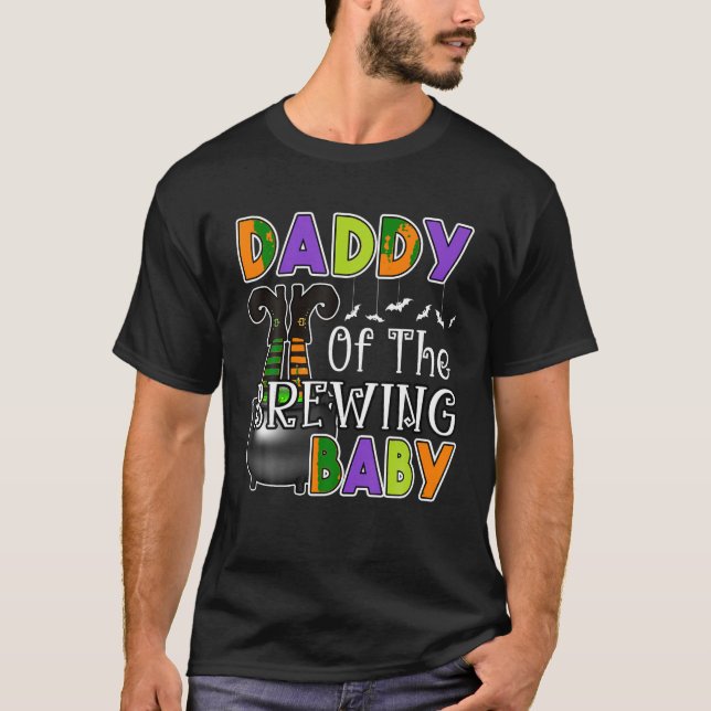 Pappa till Brewing Baby Halloween Theme Baby Showe T Shirt (Framsida)