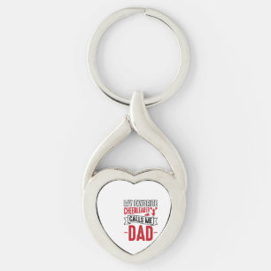 Pappa till cheerleader Vintage graverad skjorta de Twisted Heart Silverfärgad Nyckelring