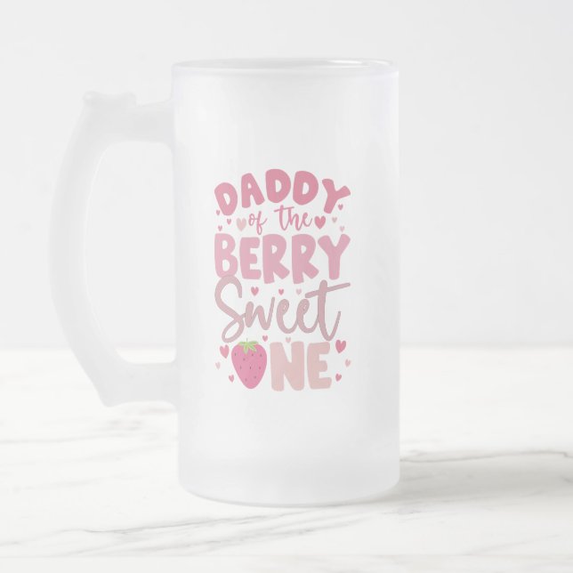 Pappa till den bäriga söta Strawberry födelsedag Frostat Ölglas (Vänster)