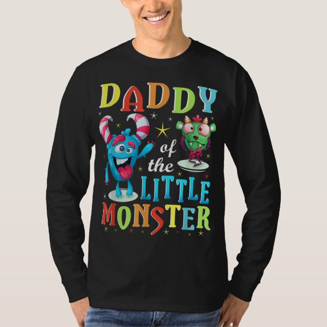 Pappa till den lilla familjen Monster Matching Bir T Shirt (Framsida)