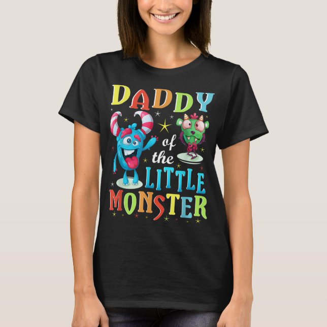 Pappa till den lilla familjen Monster Matching Bir T Shirt (Framsida)