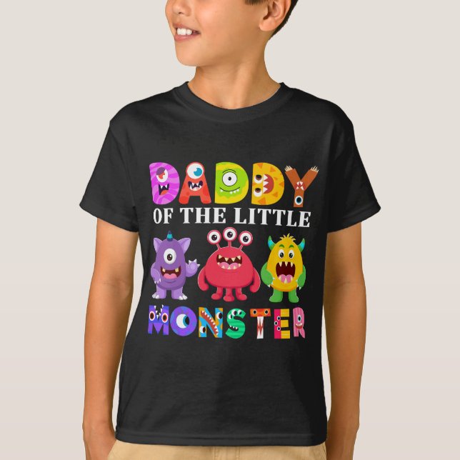 Pappa till den lilla Födelsedagsfesten Monster-fam T Shirt (Framsida)