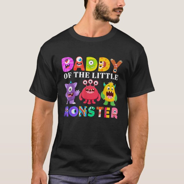 Pappa till den lilla Födelsedagsfesten Monster-fam T Shirt (Framsida)