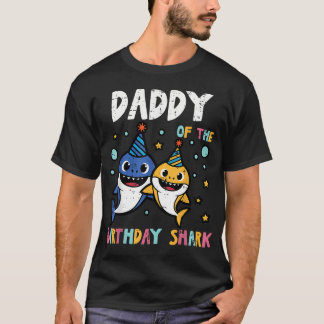 Pappa till födelsedags haj Födelsedagsfest Familj T Shirt