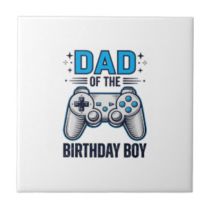 Pappa till födelsedags-pojken Gamer T-shirt design Kakelplatta