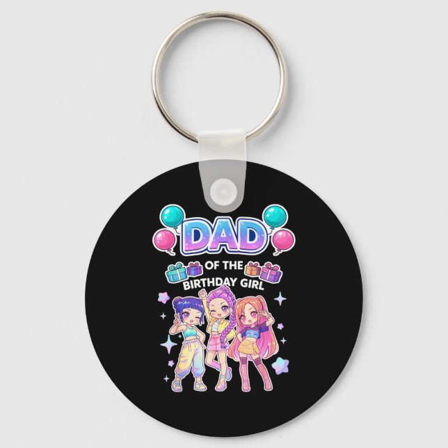 Pappa till födelsedagsflickan söt chibi kpop rolig nyckelring (Framsida)