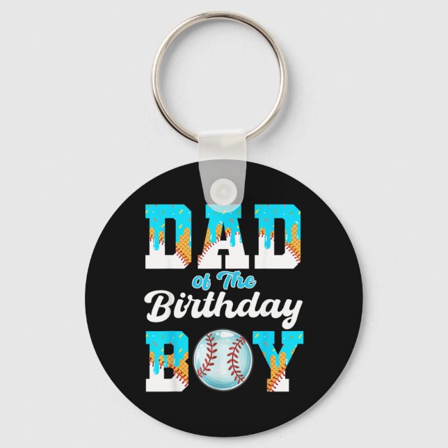 Pappa till födelsedagsgrabb baseballglass dropp nyckelring (Framsida)